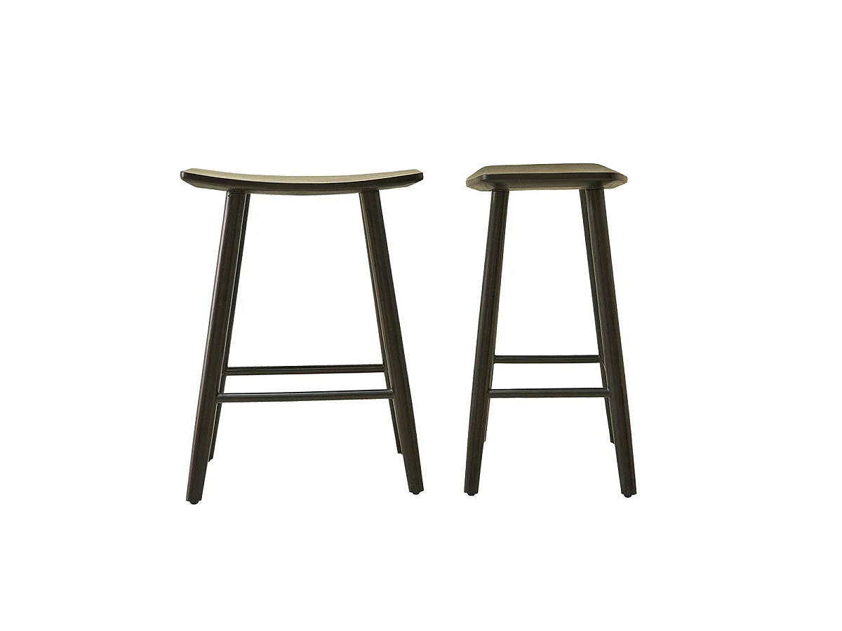 Set di 2 sgabelli in teak massello nero 65 cm