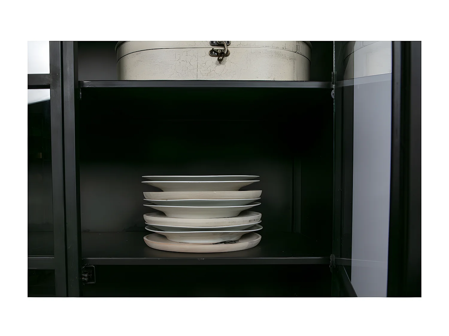 Exhibit - Vitrine 2 portes en métal H170cm - Beige