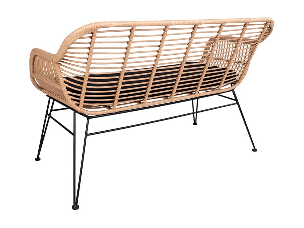 Trieste - Banquette indoor/outdoor aspect rotin et métal avec coussin - Couleur - BLEU FONCE -