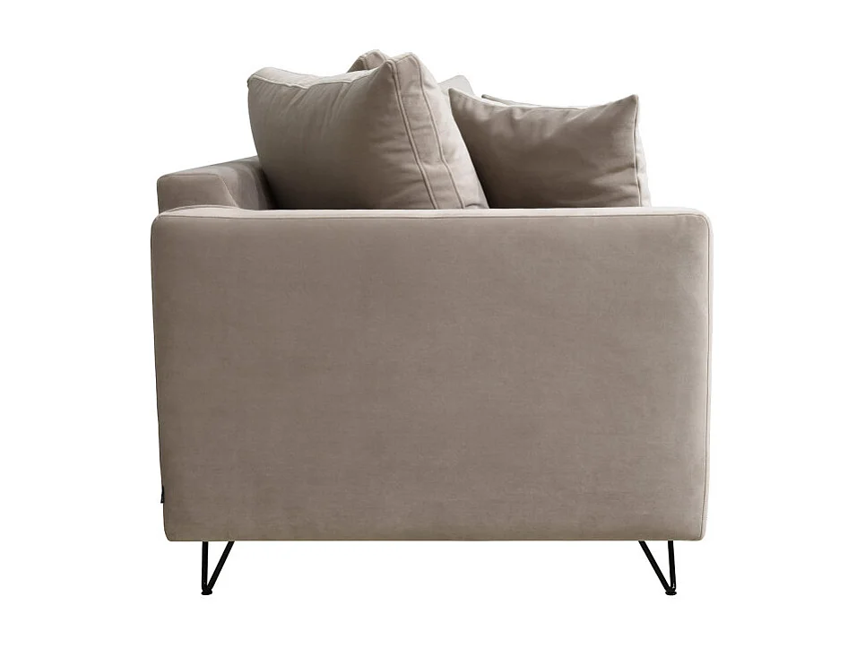 Villabon - Canapé convertible 4 places en velours pieds épingles noirs - Beige