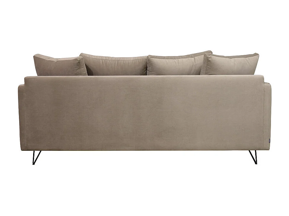 Villabon - Canapé convertible 4 places en velours pieds épingles noirs - Beige