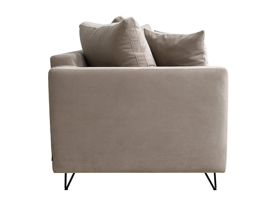 Villabon - Canapé 4 places en velours pieds épingles noirs - Beige