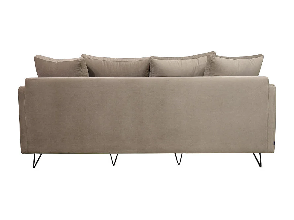 Villabon - Canapé 4 places en velours pieds épingles noirs - Beige