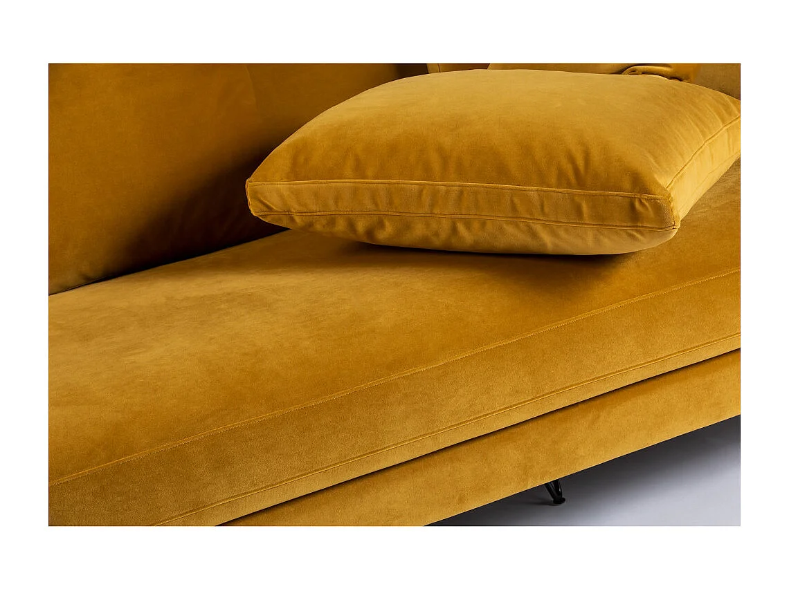 Villabon - Canapé 4 places en velours pieds épingles noirs - Beige