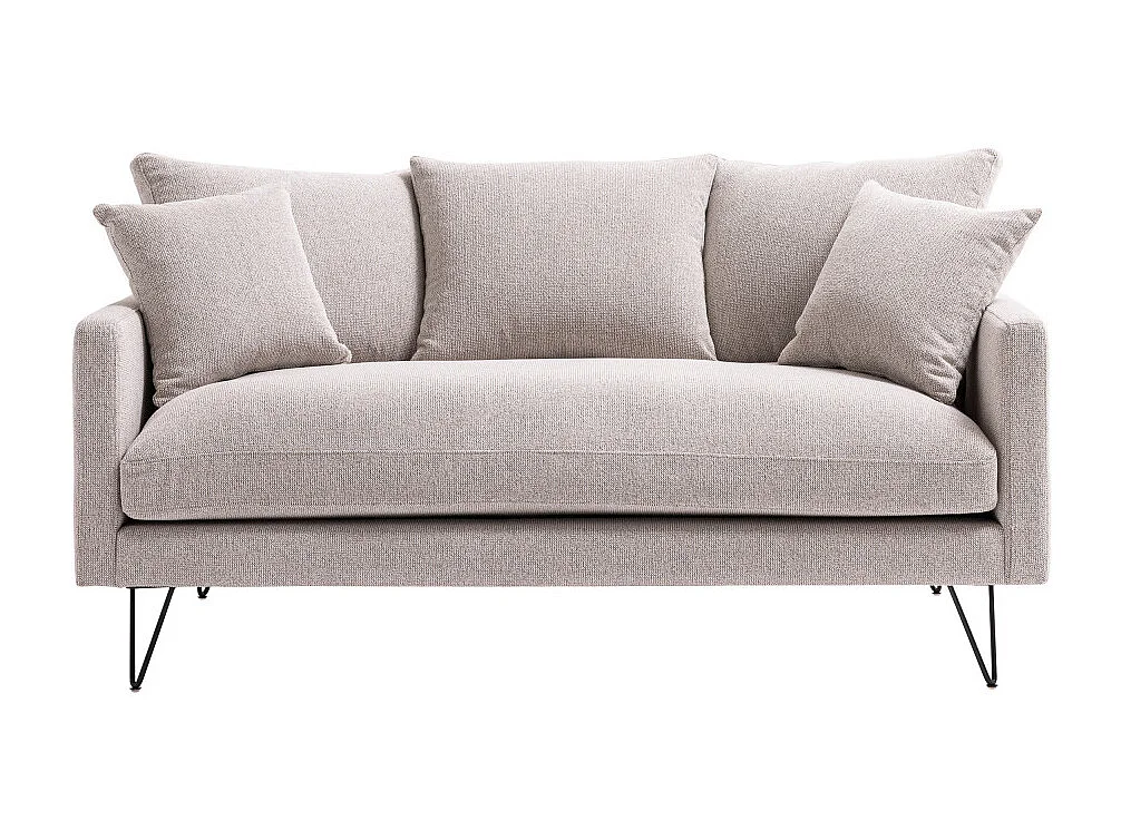 Villabon - Canapé 3 places en tissu pieds épingles noirs - Naturel chiné