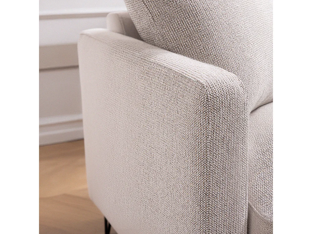 Villabon - Canapé 3 places en tissu pieds épingles noirs - Naturel chiné