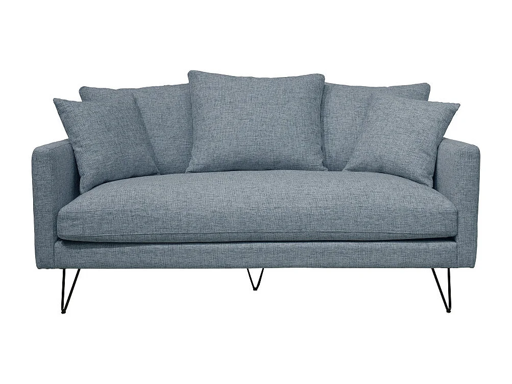 Villabon - Canapé 3 places en tissu pieds épingles noirs - Naturel chiné