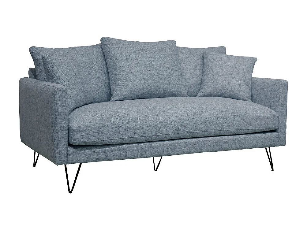 Villabon - Canapé 3 places en tissu pieds épingles noirs - Naturel chiné