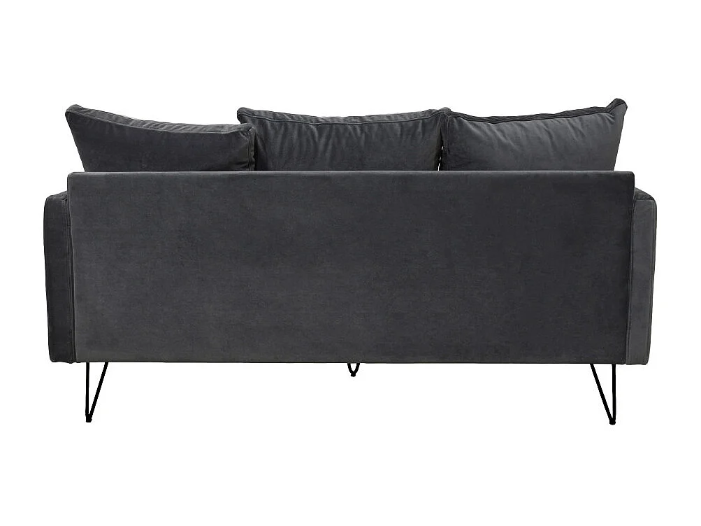 Villabon - Canapé 3 places en velours pieds épingles noirs - Beige