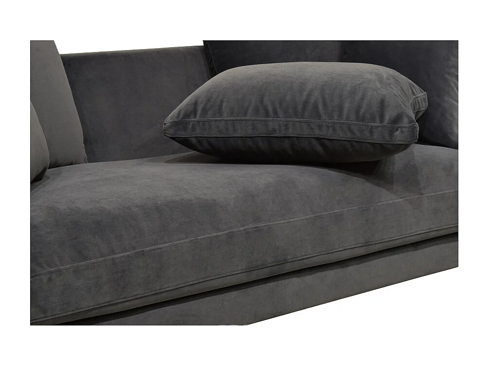 Villabon - Canapé 3 places en velours pieds épingles noirs - Beige