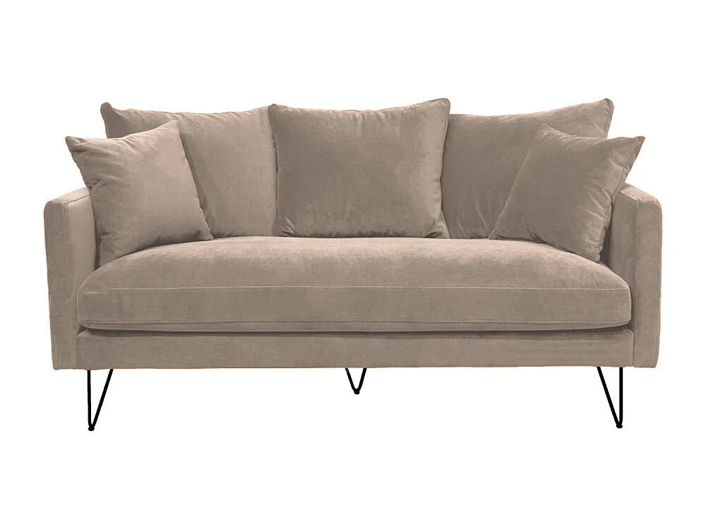 Villabon - Canapé 3 places en velours pieds épingles noirs - Beige