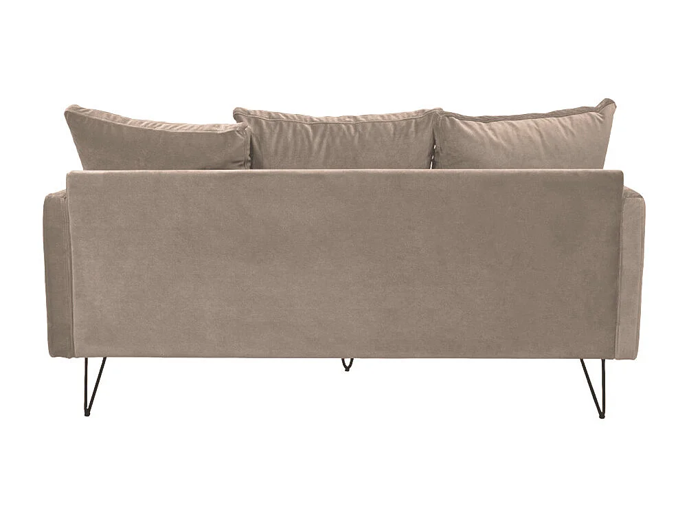 Villabon - Canapé 3 places en velours pieds épingles noirs - Beige