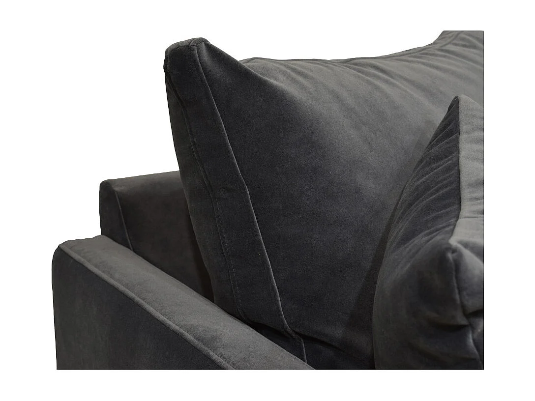 Villabon - Canapé 3 places en velours pieds épingles noirs - Beige