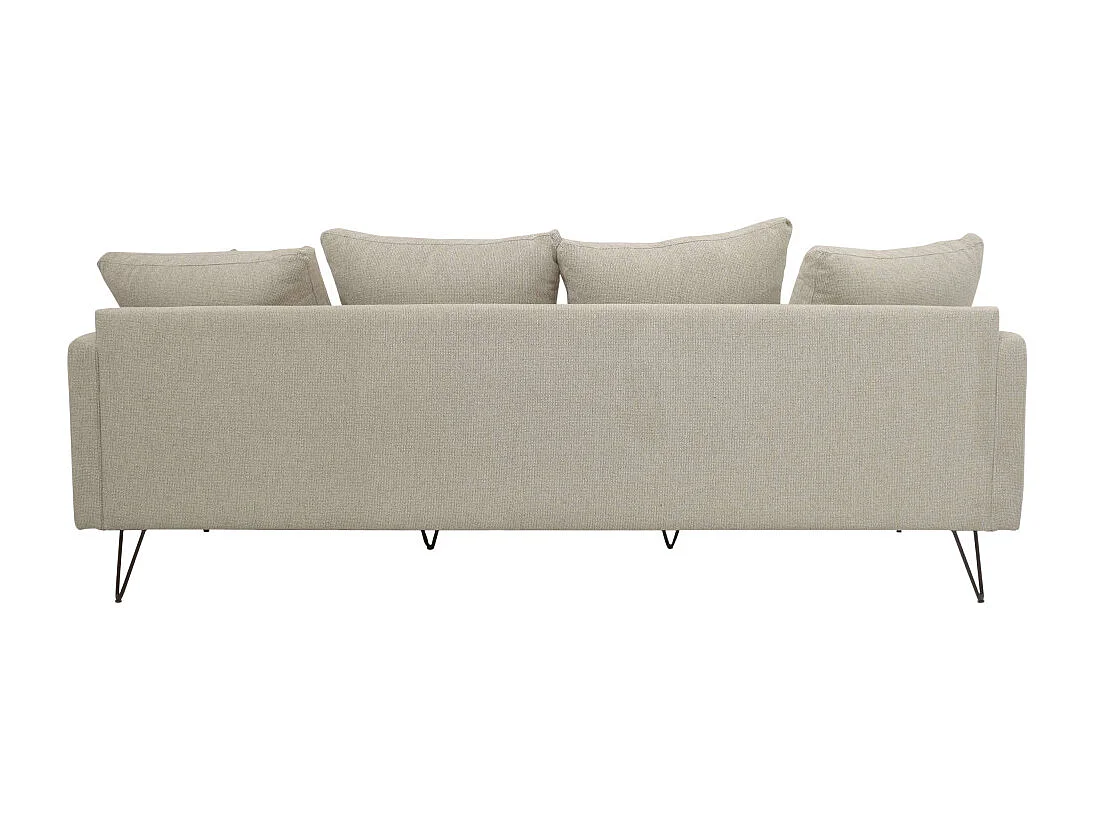 Villabon - Canapé 4 places en tissu pieds épingles noirs - Naturel