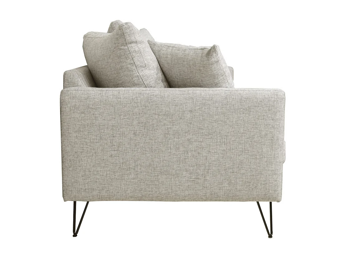 Villabon - Canapé 4 places en tissu pieds épingles noirs - Naturel