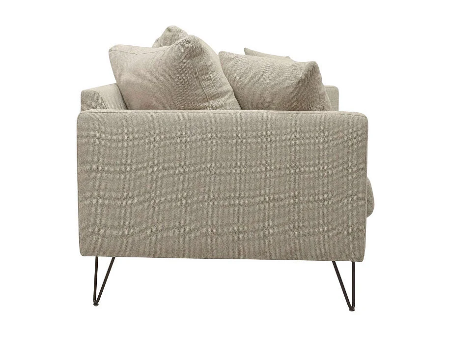 Villabon - Canapé 4 places en tissu pieds épingles noirs - Naturel