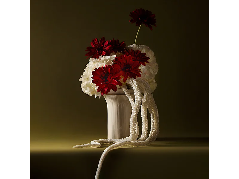 Feuillage tombant de Setaria - Blanc / 114 cm