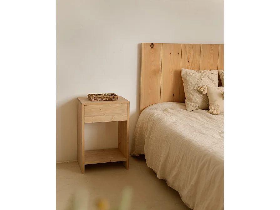 Comodino 1 cassetto in legno in tono marrone chiaro 40x60cm - MARTINA - DECOWOOD