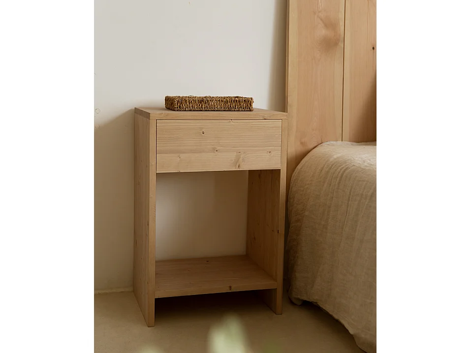 Comodino 1 cassetto in legno in tono marrone chiaro 40x60cm - MARTINA - DECOWOOD