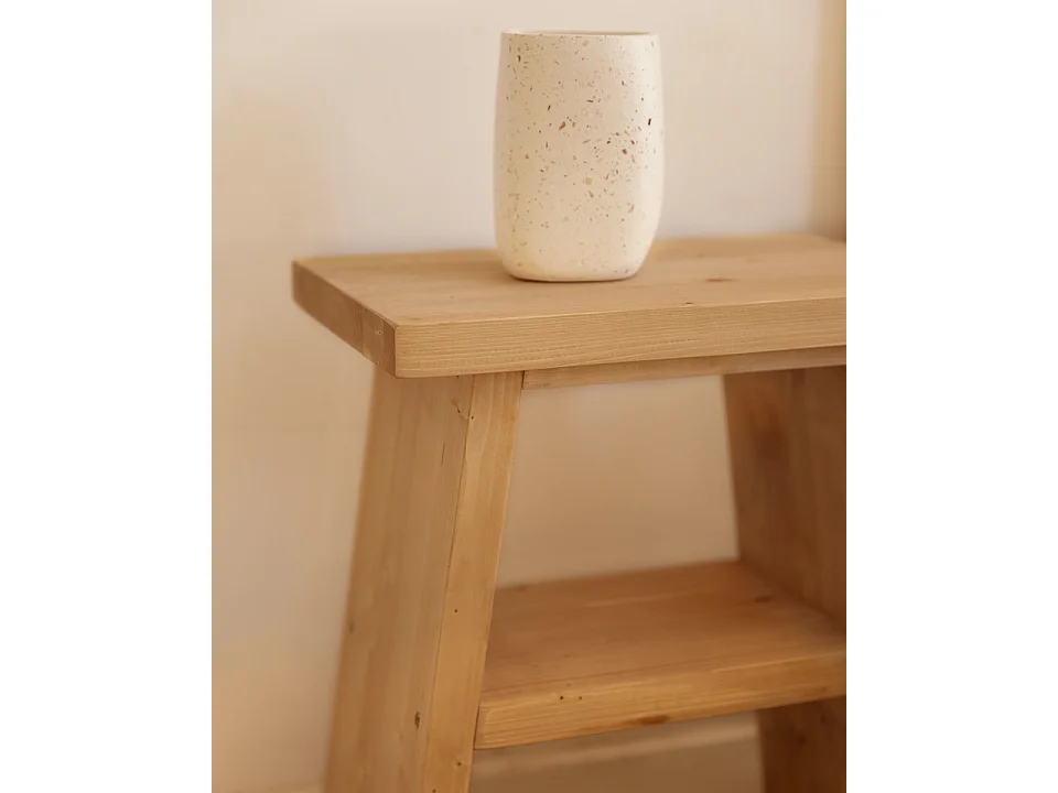 Mesita de noche de madera de abeto Decowood con balda en color roble medio de 45x39cm - FRIDA - FRIDA - DECOWOOD