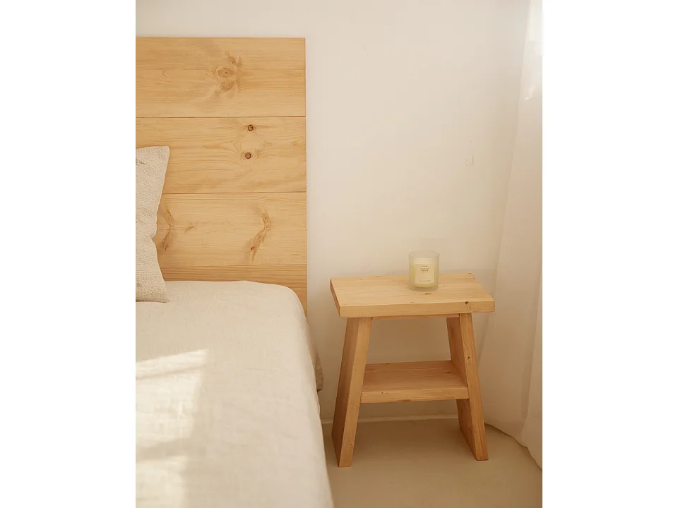 Mesita de noche de madera de abeto Decowood con balda en color roble medio de 45x39cm - FRIDA - FRIDA - DECOWOOD