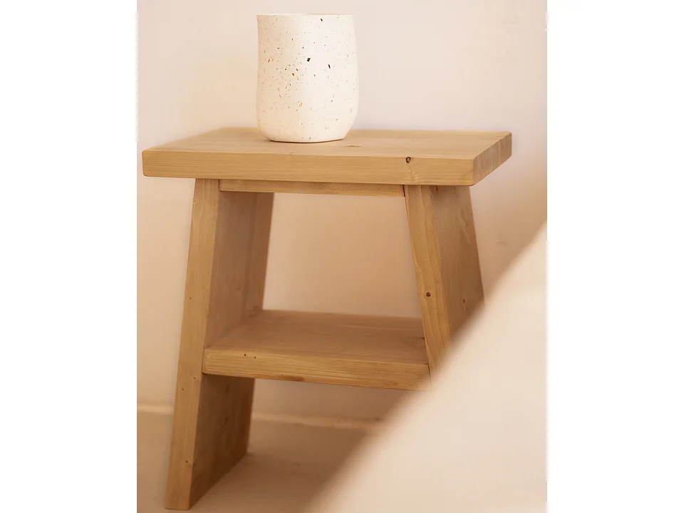 Mesita de noche de madera de abeto Decowood con balda en color roble medio de 45x39cm - FRIDA - FRIDA - DECOWOOD