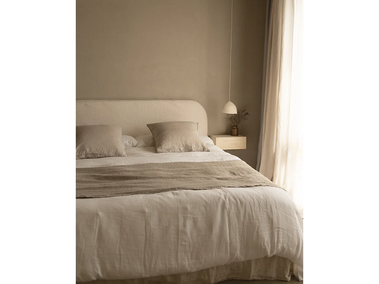 Kit de 2 mesitas de noche de pared de madera de abeto Decowood con cajón en color roble medio de 40x15cm - INGRID - DECOWOOD