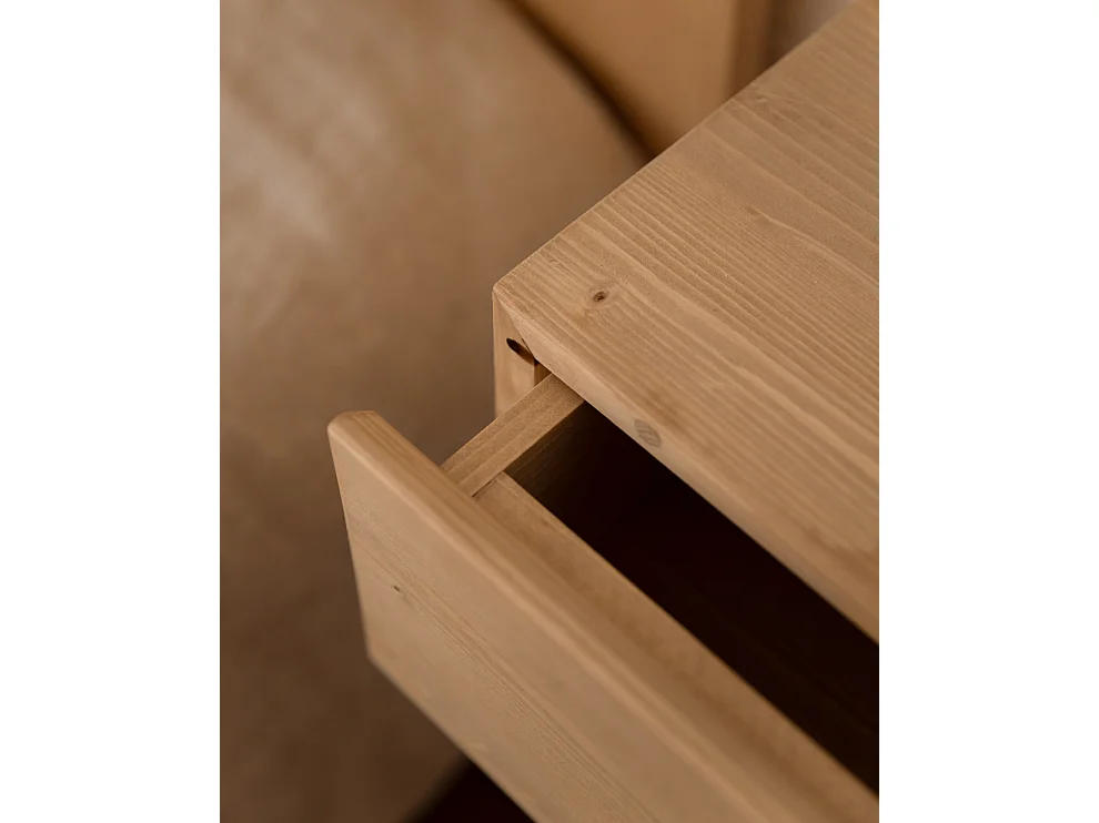 Kit de 2 mesitas de noche de pared de madera de abeto Decowood con cajón en color roble medio de 40x15cm - INGRID - DECOWOOD