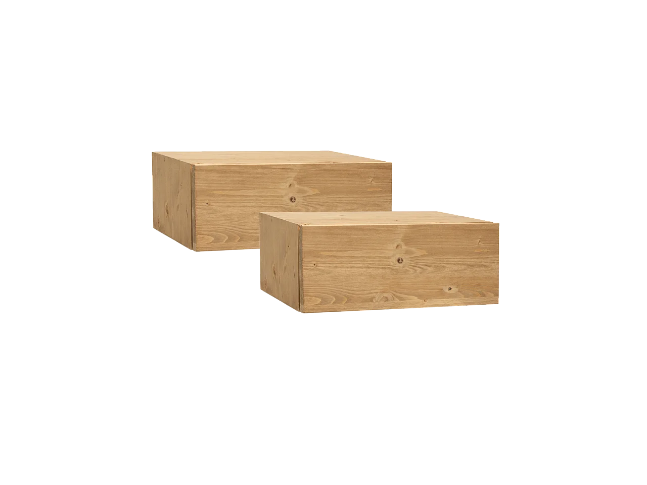 Kit de 2 mesitas de noche de pared de madera de abeto Decowood con cajón en color roble medio de 40x15cm - INGRID - DECOWOOD