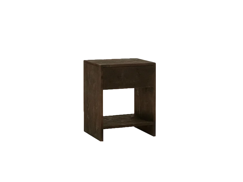 Comodino 1 cassetto in legno massello in tono noce 40x40cm - MARTINA - DECOWOOD