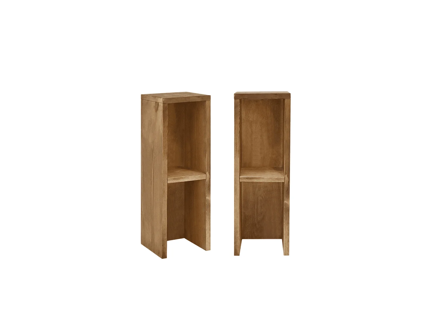 Kit de 2 mesitas de noche o auxiliares de madera de abeto Decowood con balda en color roble oscuro 60x20cm - LINA - DECOWOOD