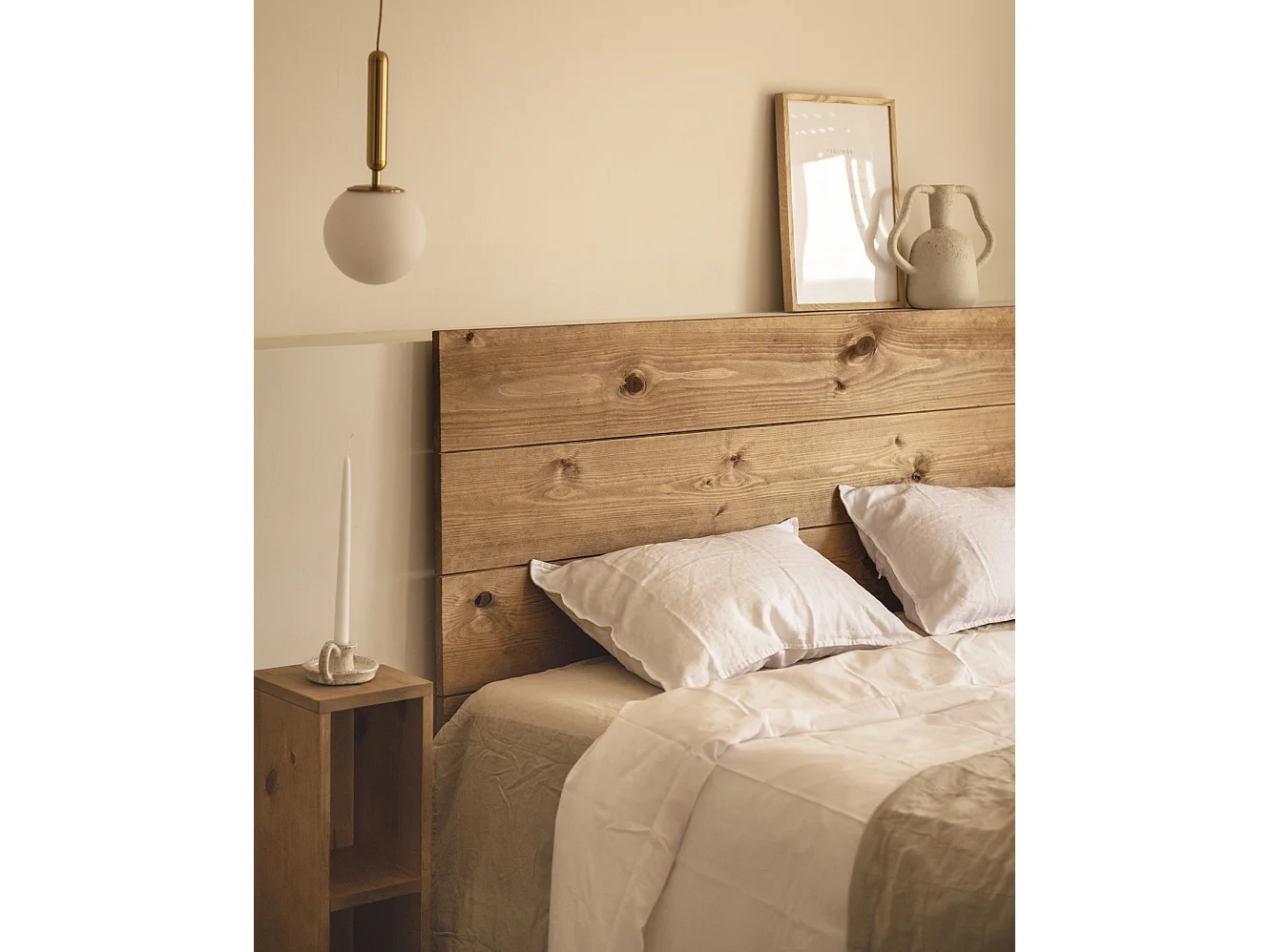 Kit de 2 mesitas de noche o auxiliares de madera de abeto Decowood con balda en color roble oscuro 60x20cm - LINA - DECOWOOD