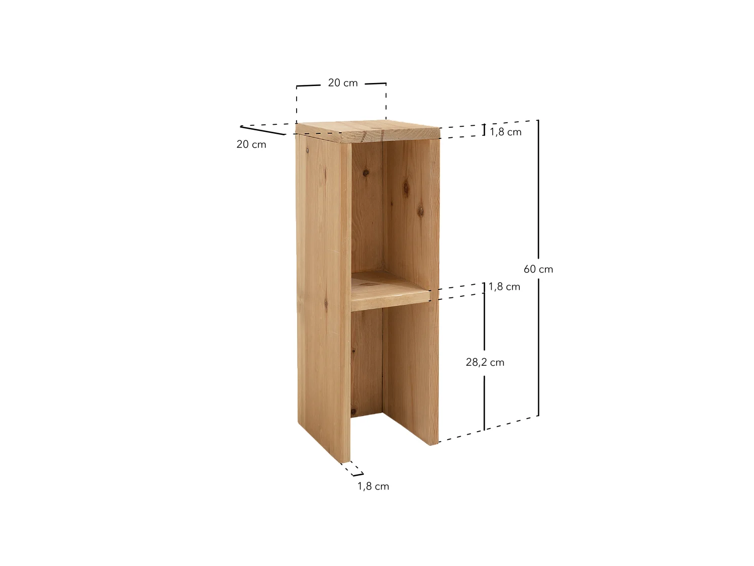 Kit de 2 mesitas de noche o auxiliares de madera de abeto Decowood con balda en color roble oscuro 60x20cm - LINA - DECOWOOD