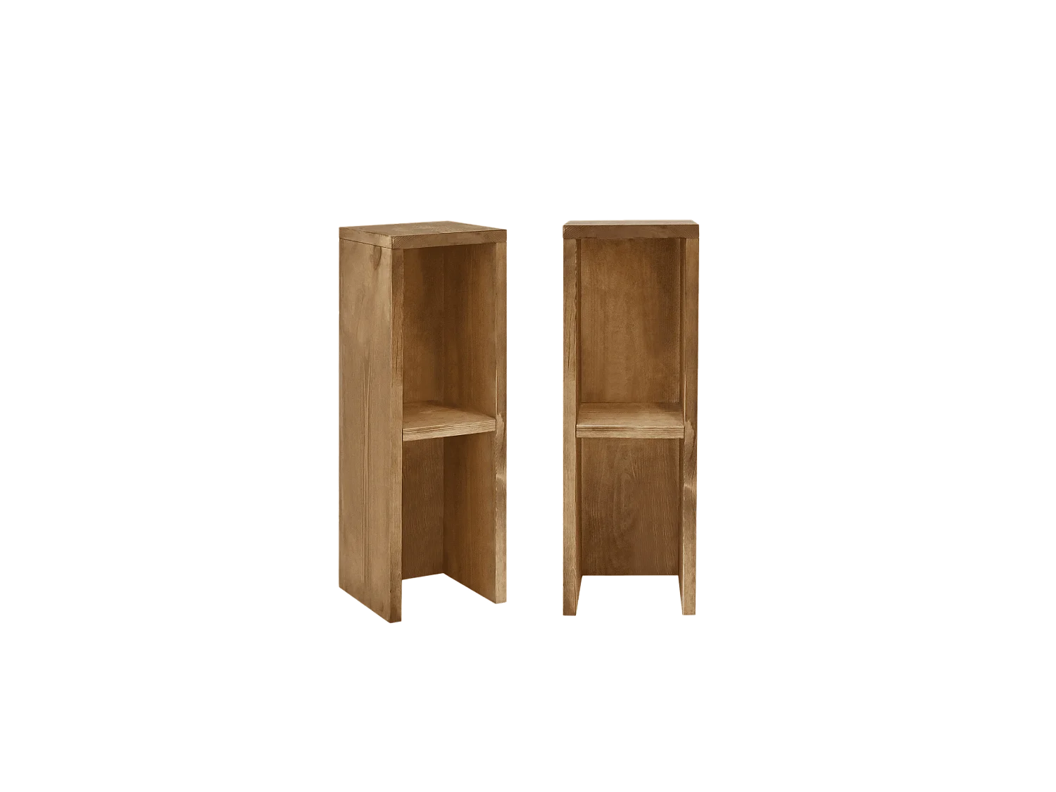 Kit de 2 mesitas de noche o auxiliares de madera de abeto Decowood con balda en color roble oscuro 60x20cm - LINA - DECOWOOD