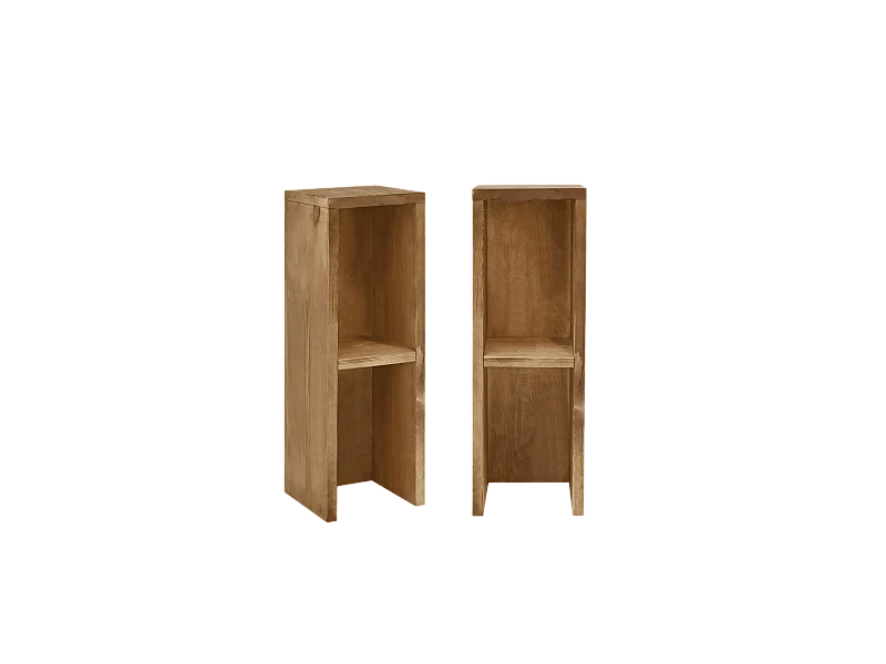 Kit de 2 mesitas de noche o auxiliares de madera de abeto Decowood con balda en color roble oscuro 60x20cm - LINA - DECOWOOD
