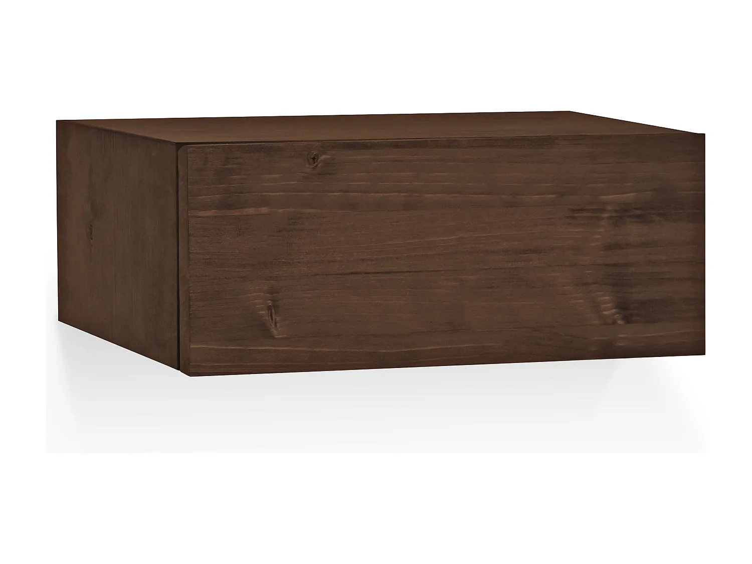 Mesita de noche de pared de madera de abeto Decowood con cajón en color nogal de 40x15cm - INGRID - DECOWOOD