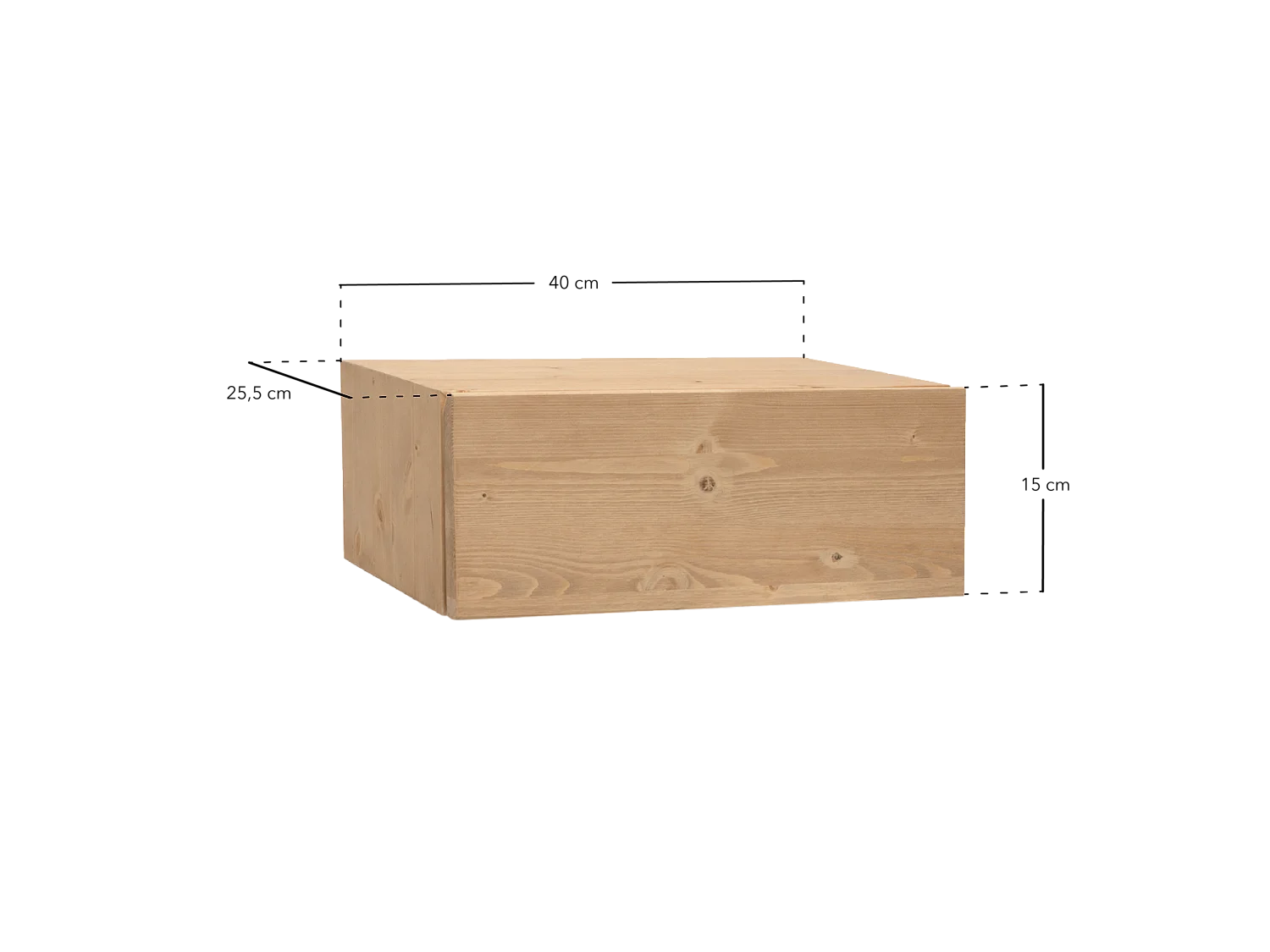 Mesita de noche de pared de madera de abeto Decowood con cajón en color nogal de 40x15cm - INGRID - DECOWOOD