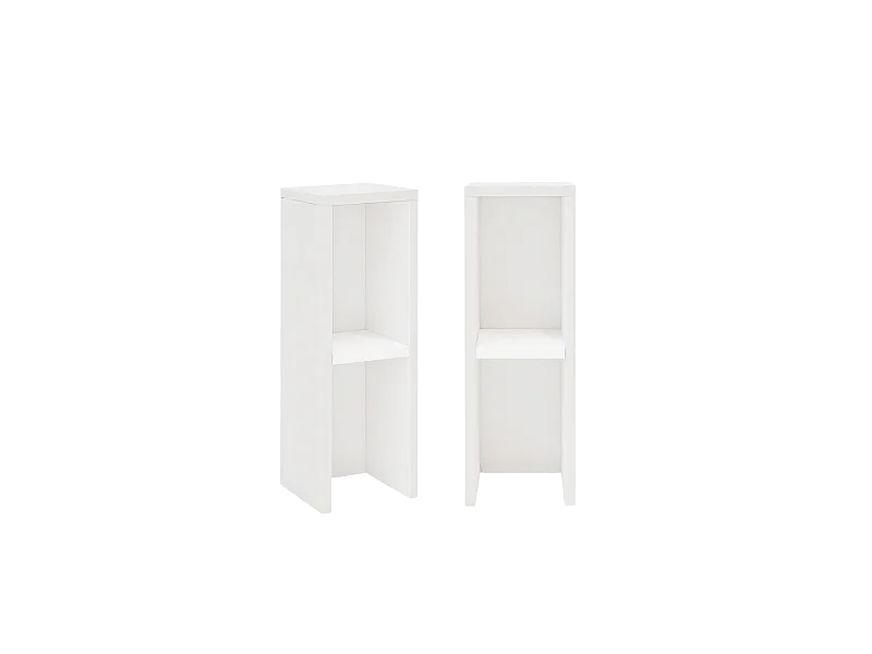 Set 2 comodini in legno massello in tono bianco 20x60cm - LINA - DECOWOOD