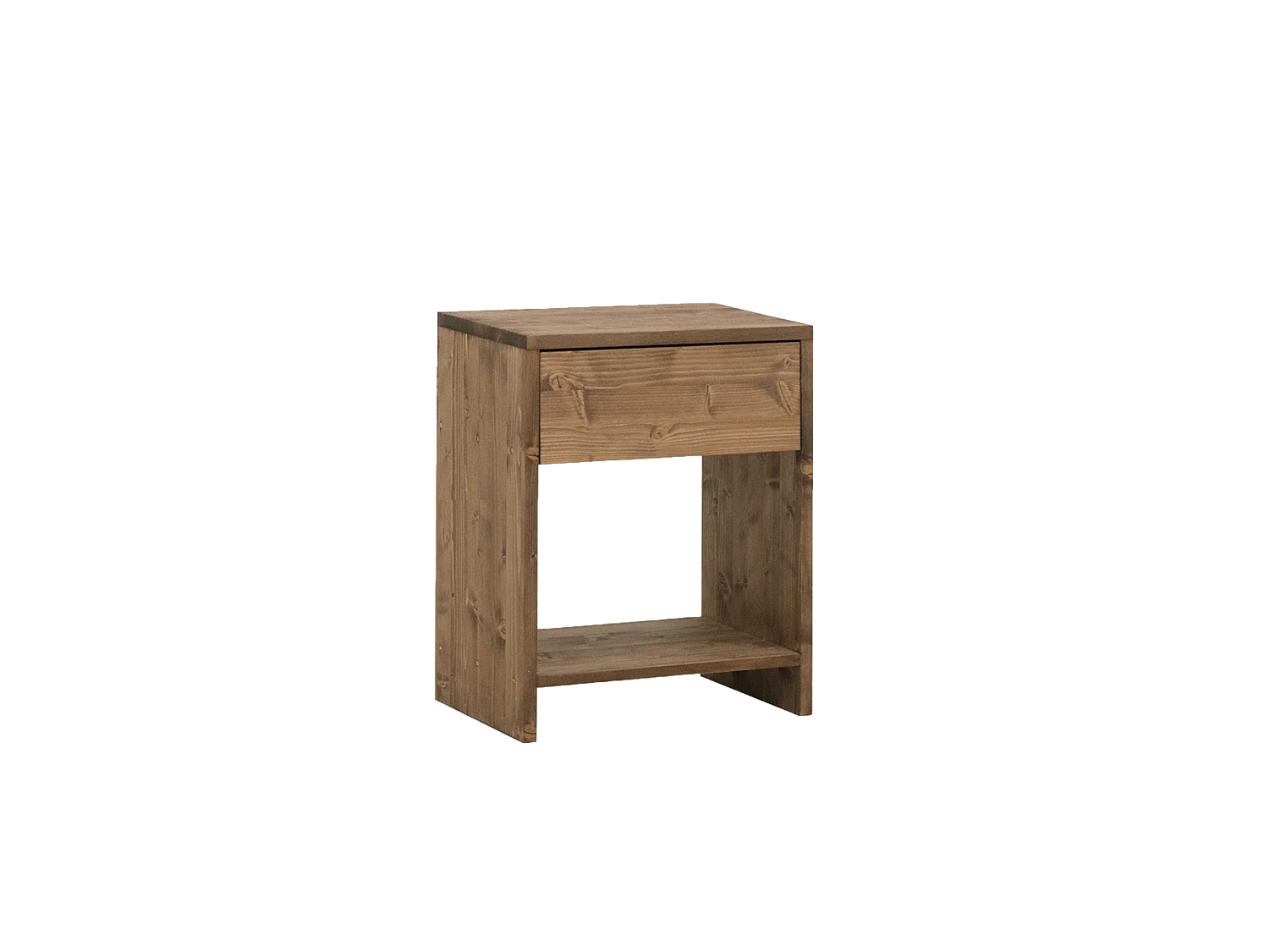 Table de chevet en bois de sapin avec un tiroir vieilli 40x40cm - MARTINA - DECOWOOD