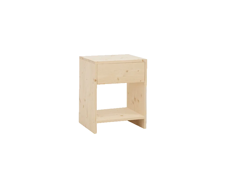 Comodino 1 cassetto in legno massello in tono naturale 40x40cm - MARTINA - DECOWOOD