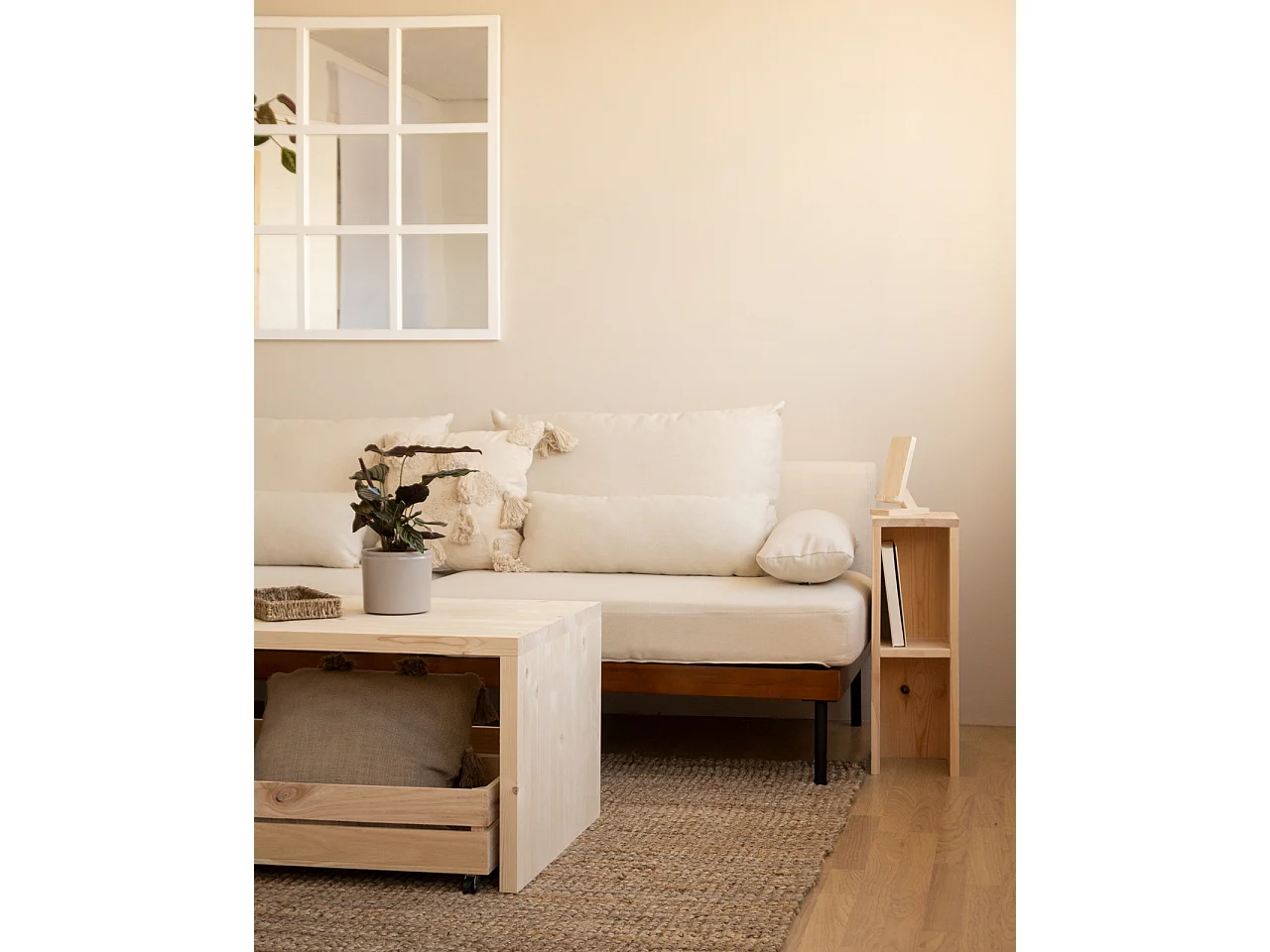 Set 2 comodini in legno massello in tono naturale 20x60cm - LINA - DECOWOOD