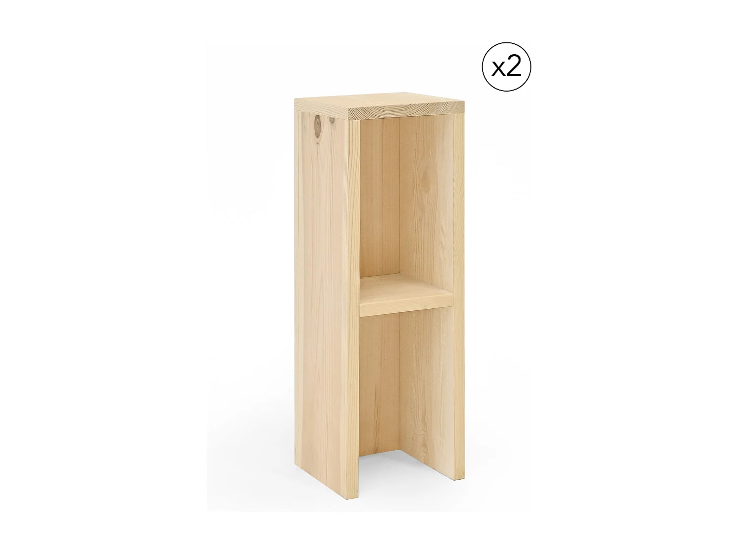 Set 2 comodini in legno massello in tono naturale 20x60cm - LINA - DECOWOOD