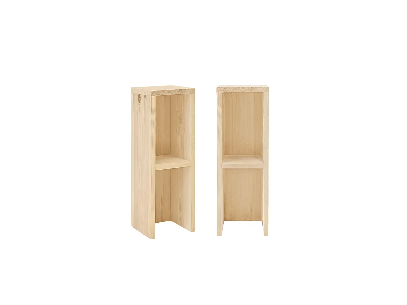 Kit de 2 mesitas de noche o auxiliares de madera de abeto Decowood con balda en color natural 60x20cm - LINA - DECOWOOD