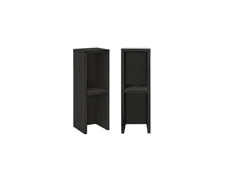 Kit de 2 mesitas de noche o auxiliares de madera de abeto Decowood con balda en color negro 60x20cm - LINA - DECOWOOD