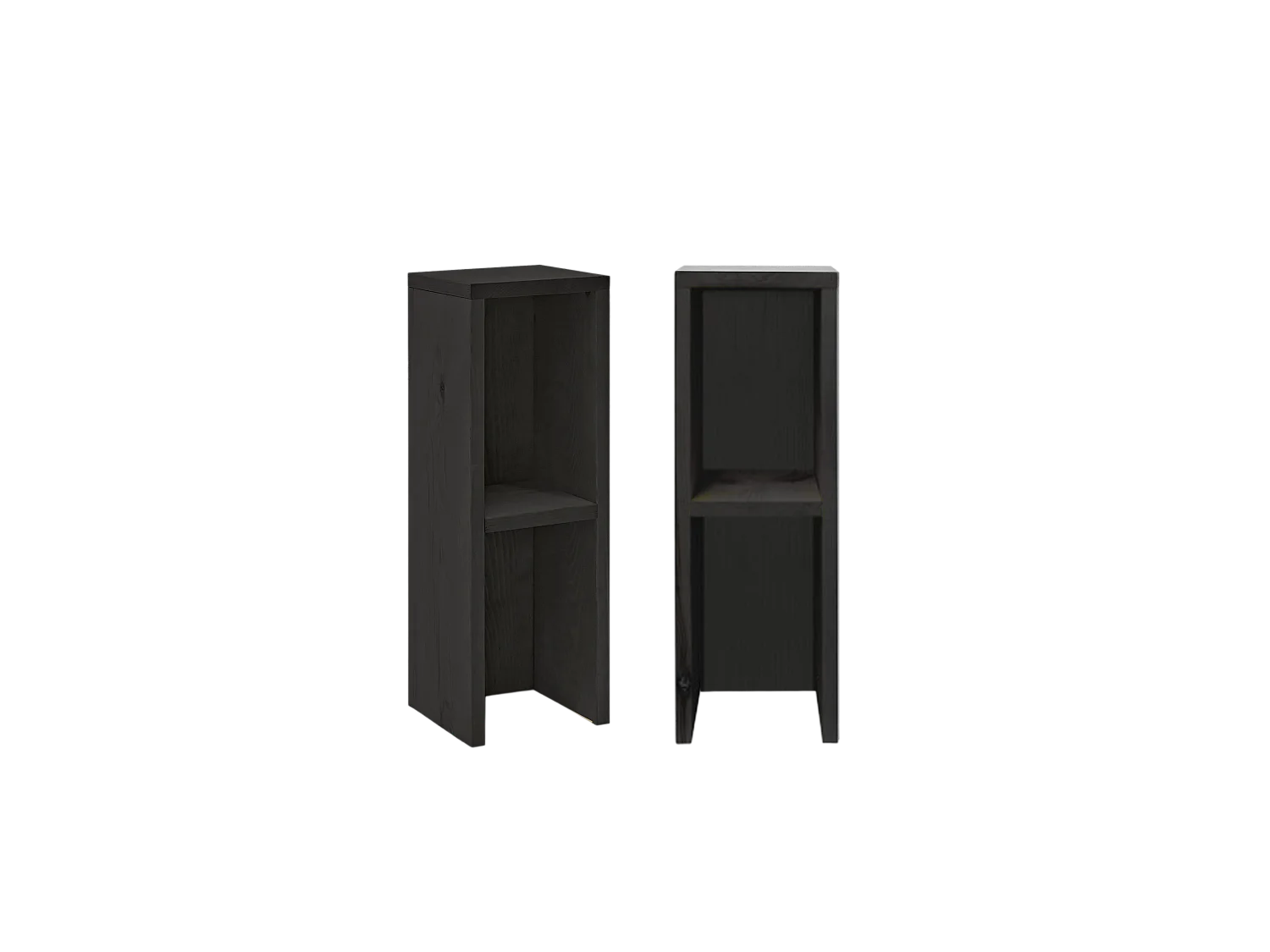 Kit de 2 mesitas de noche o auxiliares de madera de abeto Decowood con balda en color negro 60x20cm - LINA - DECOWOOD