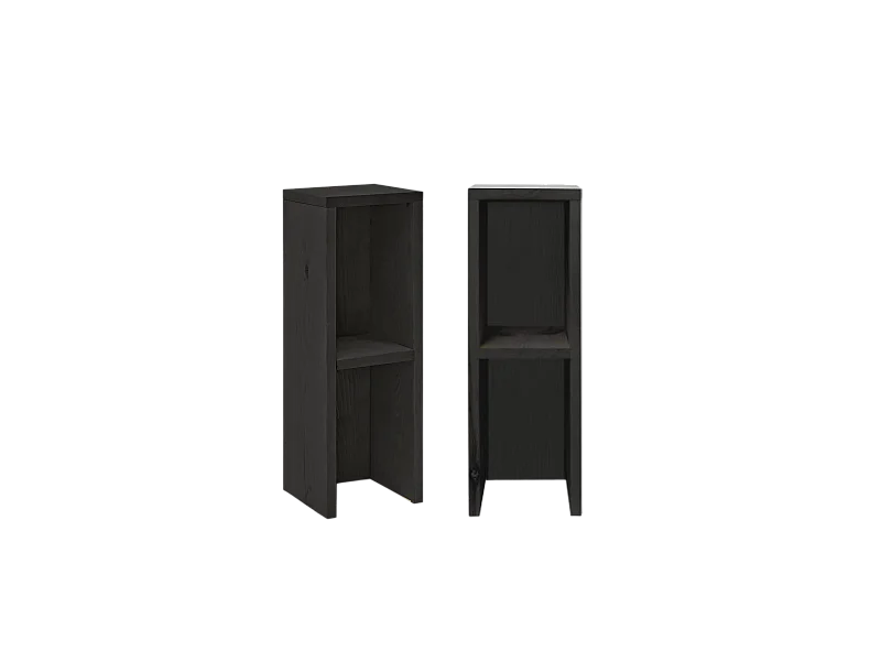 Set 2 comodini in legno massello in tono nero 20x60cm - LINA - DECOWOOD