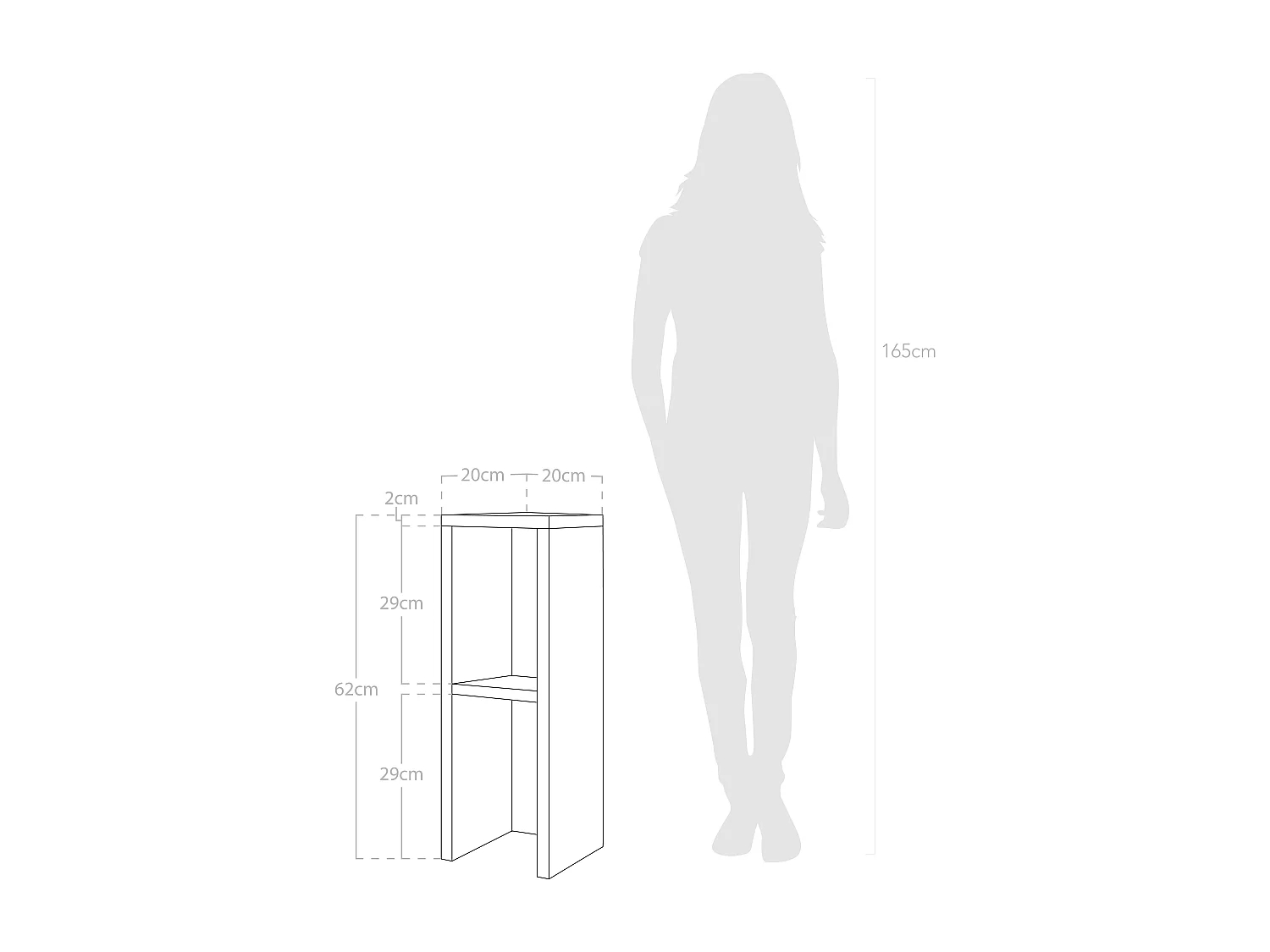 Set 2 comodini in legno massello in tono noce 20x60cm - LINA - DECOWOOD
