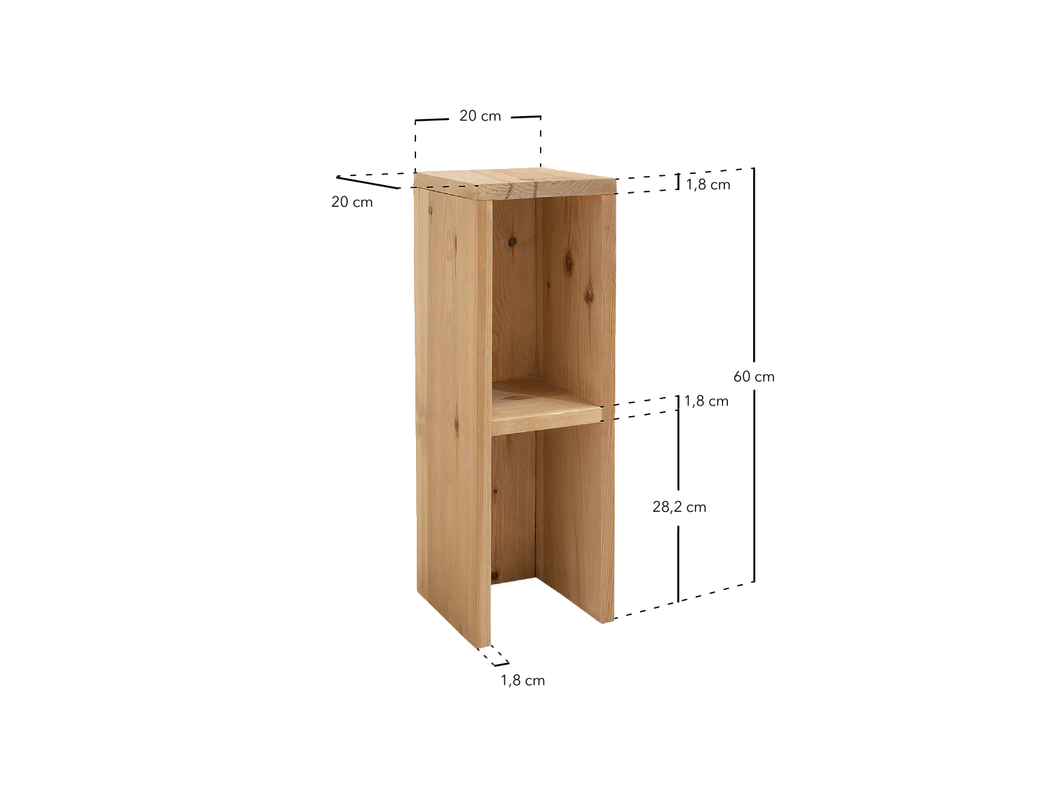 Set 2 comodini in legno massello in tono marrone chiaro 20x60cm - LINA - DECOWOOD