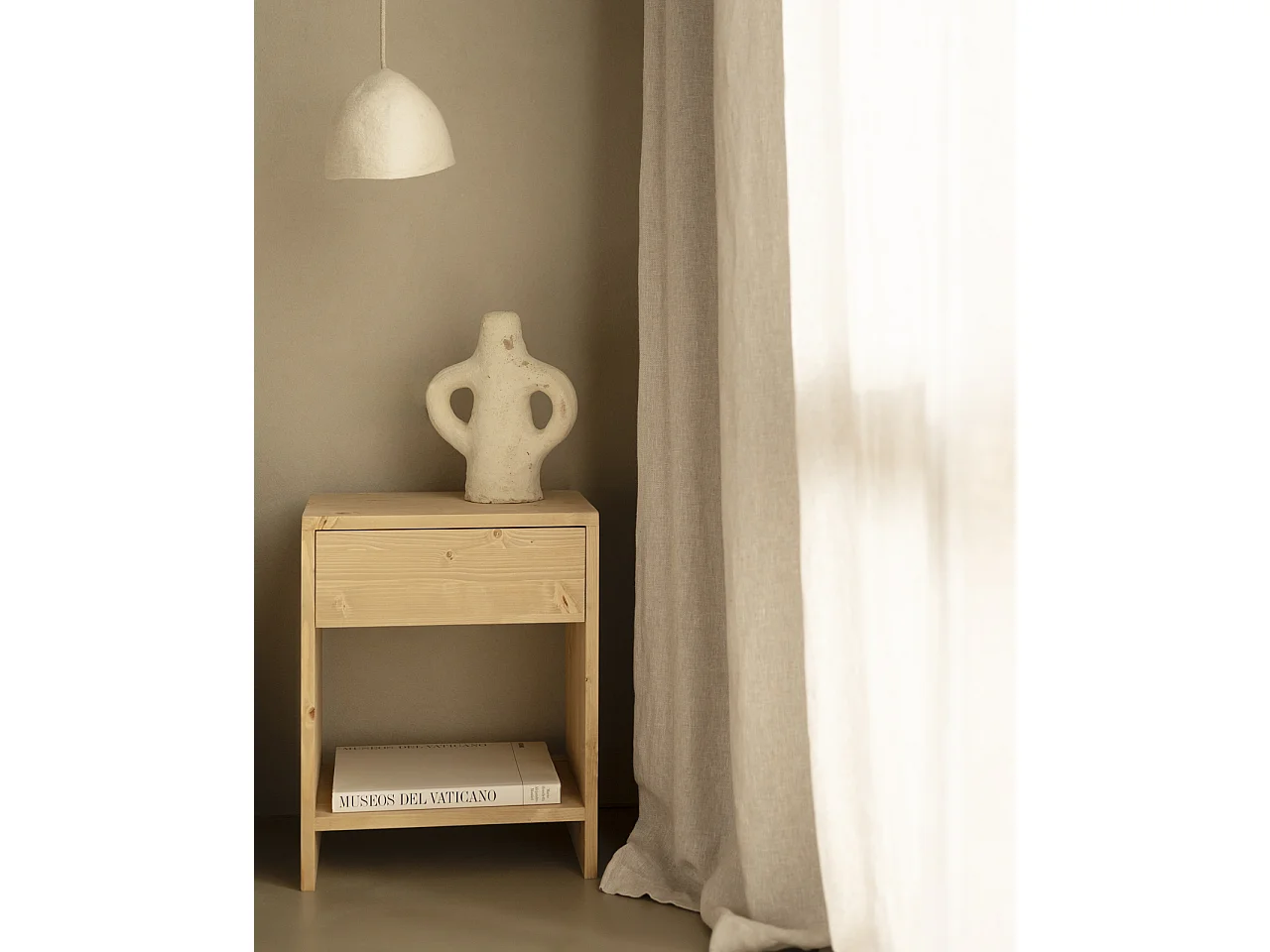 Comodino 1 cassetto in legno in tono marrone chiaro 40x50cm - MARTINA - DECOWOOD