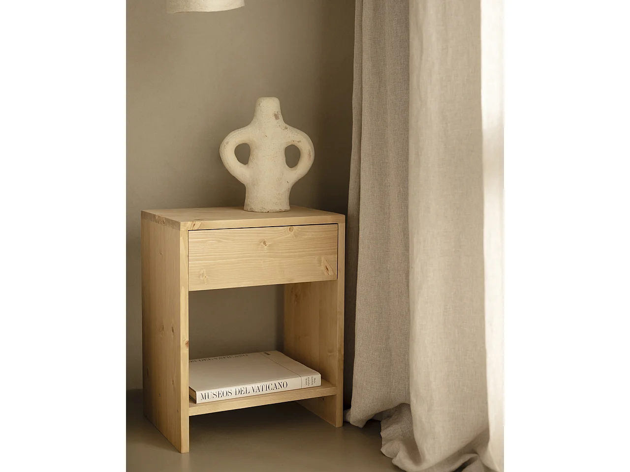 Comodino 1 cassetto in legno in tono marrone chiaro 40x50cm - MARTINA - DECOWOOD